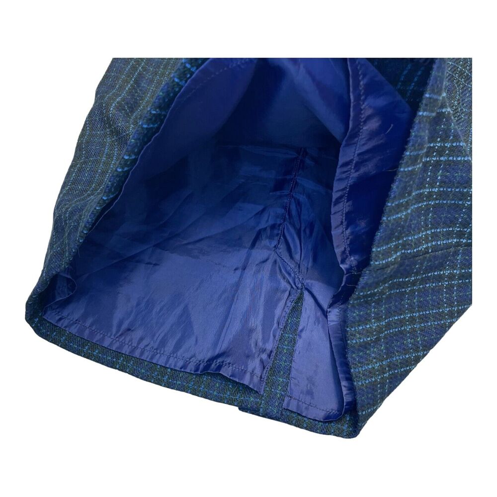 Adolfo Studio 2 Piece Skirt Suits Women's 6 Blue Plaid Polyester Double Breasted - Picture 15 of 16